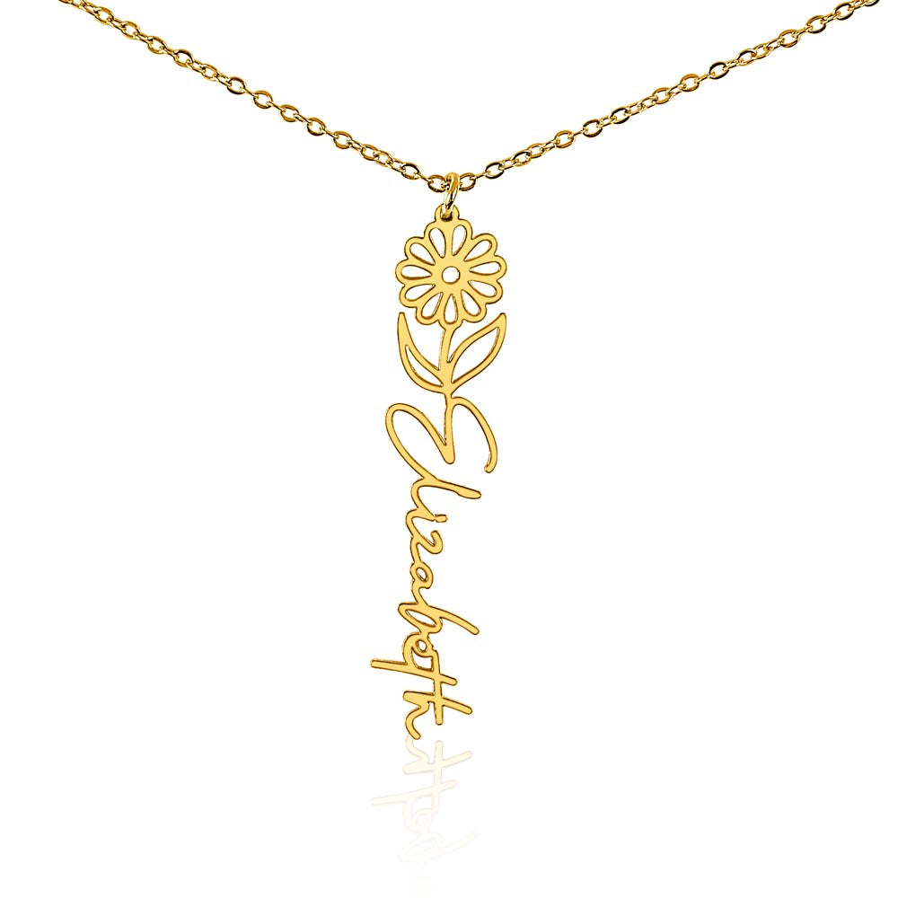 Birth Flower Name Necklace-[Heartfelt Family Gift]