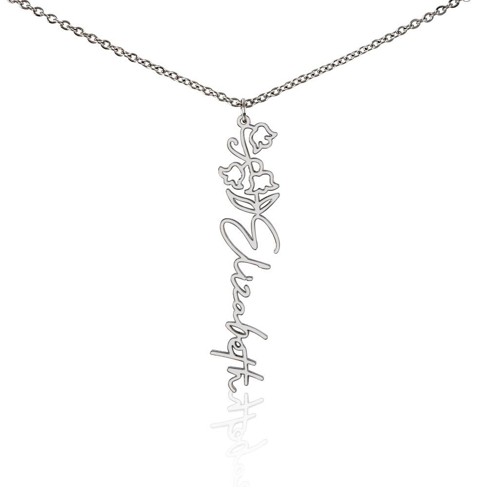 Birth Flower Name Necklace-[Heartfelt Family Gift]