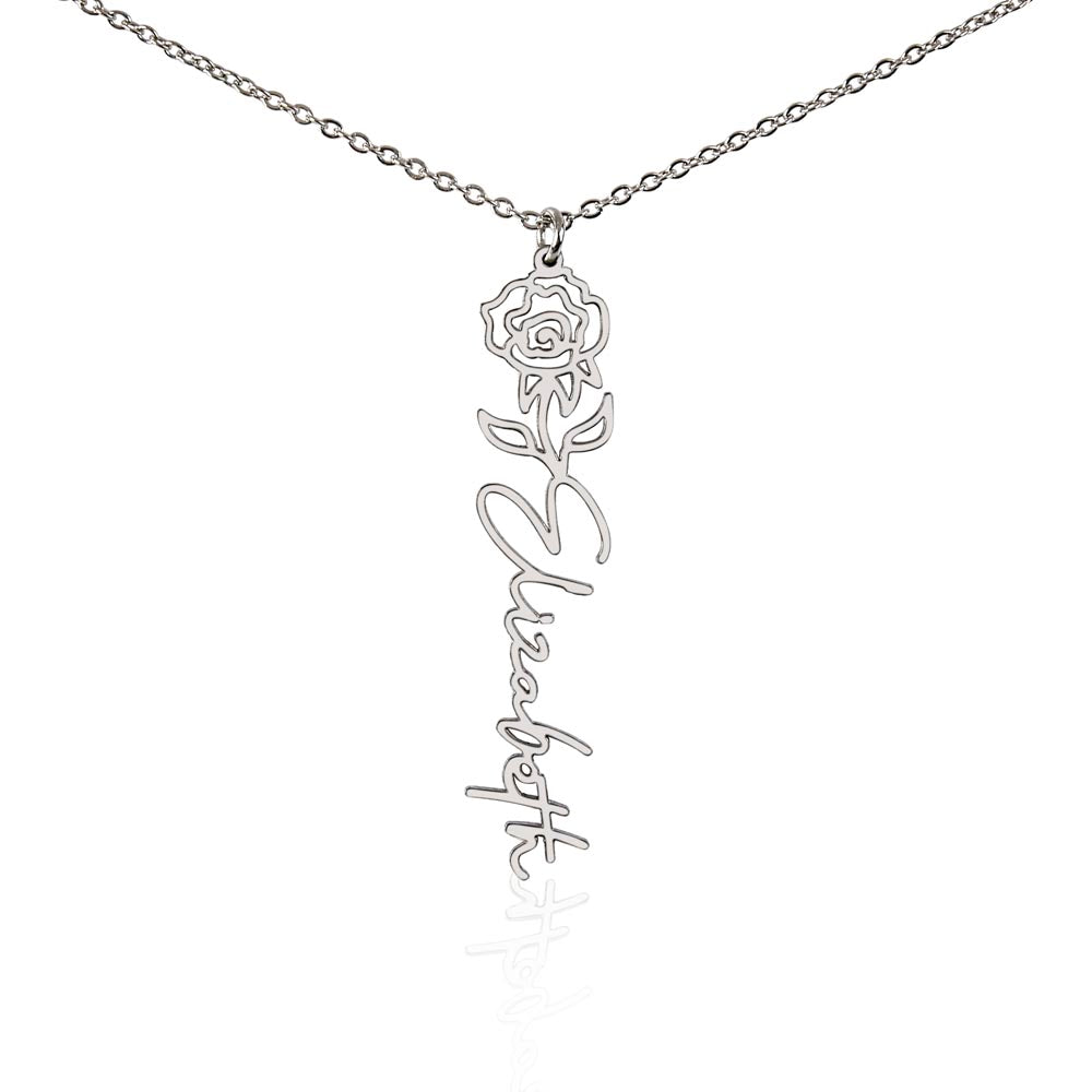 Birth Flower Name Necklace-[Heartfelt Family Gift]