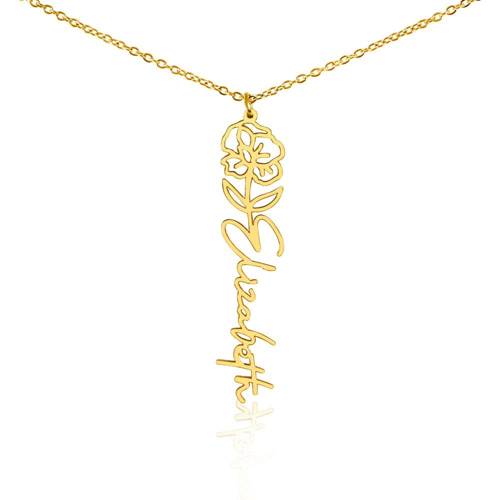 Birth Flower Name Necklace-[Heartfelt Family Gift]