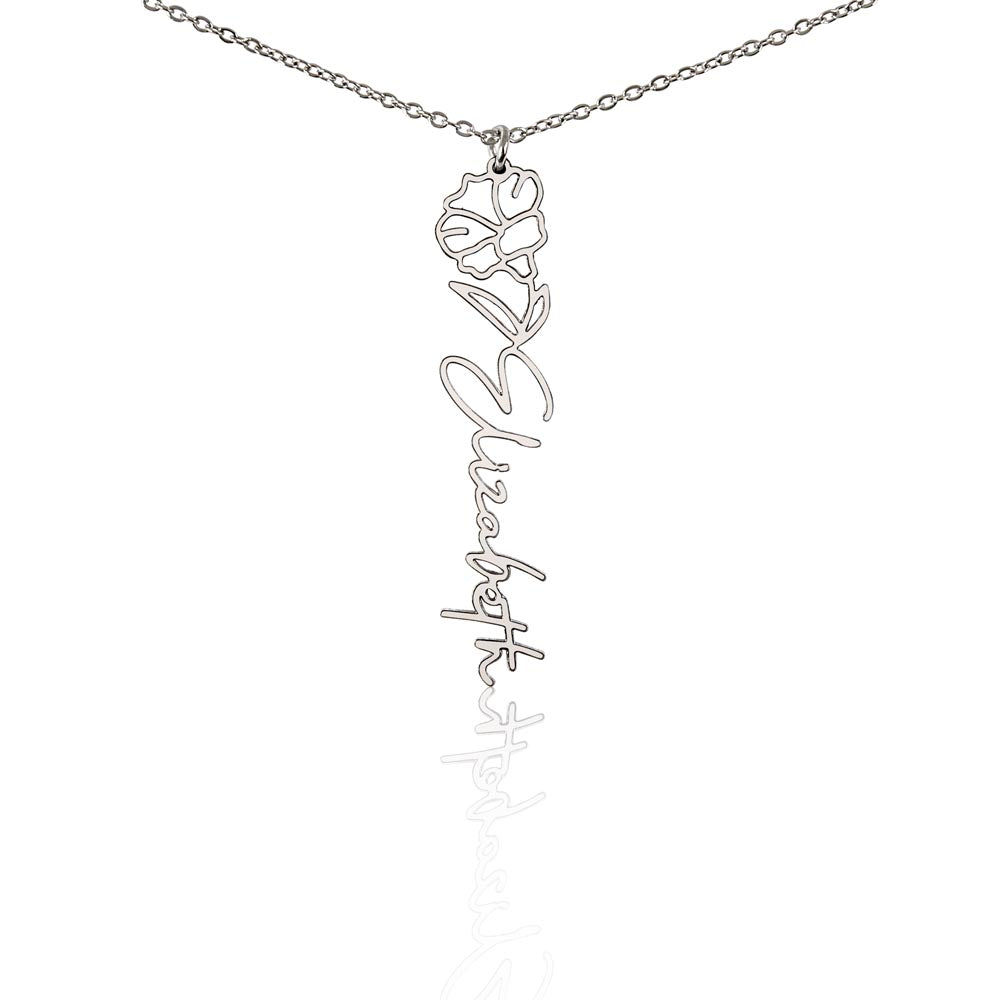 Birth Flower Name Necklace-[Heartfelt Family Gift]