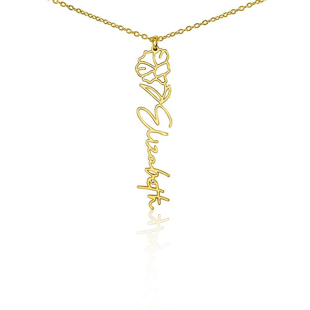 Birth Flower Name Necklace-[Heartfelt Family Gift]