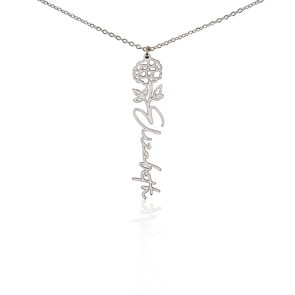 Birth Flower Name Necklace-[Heartfelt Family Gift]