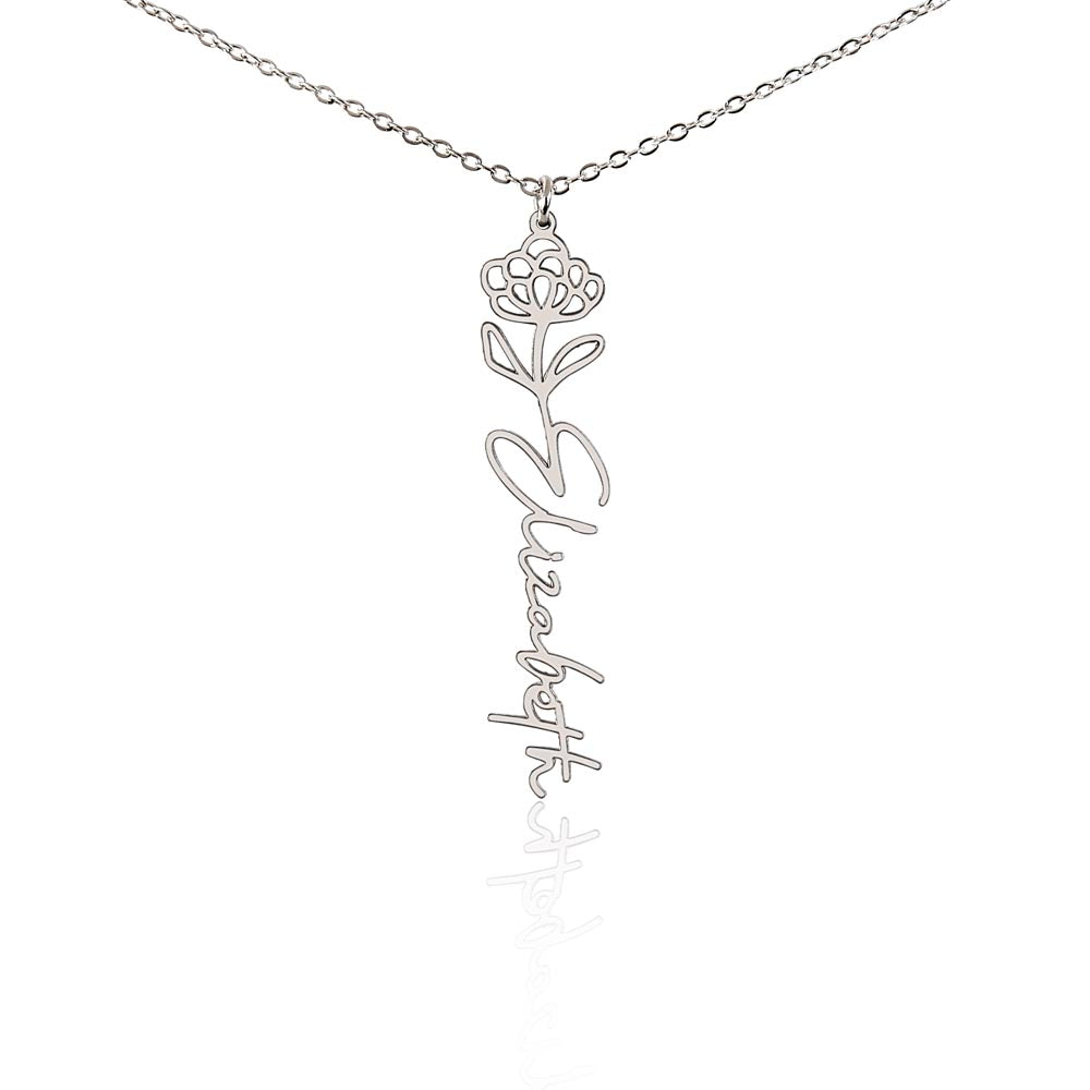 Birth Flower Name Necklace-[Heartfelt Family Gift]