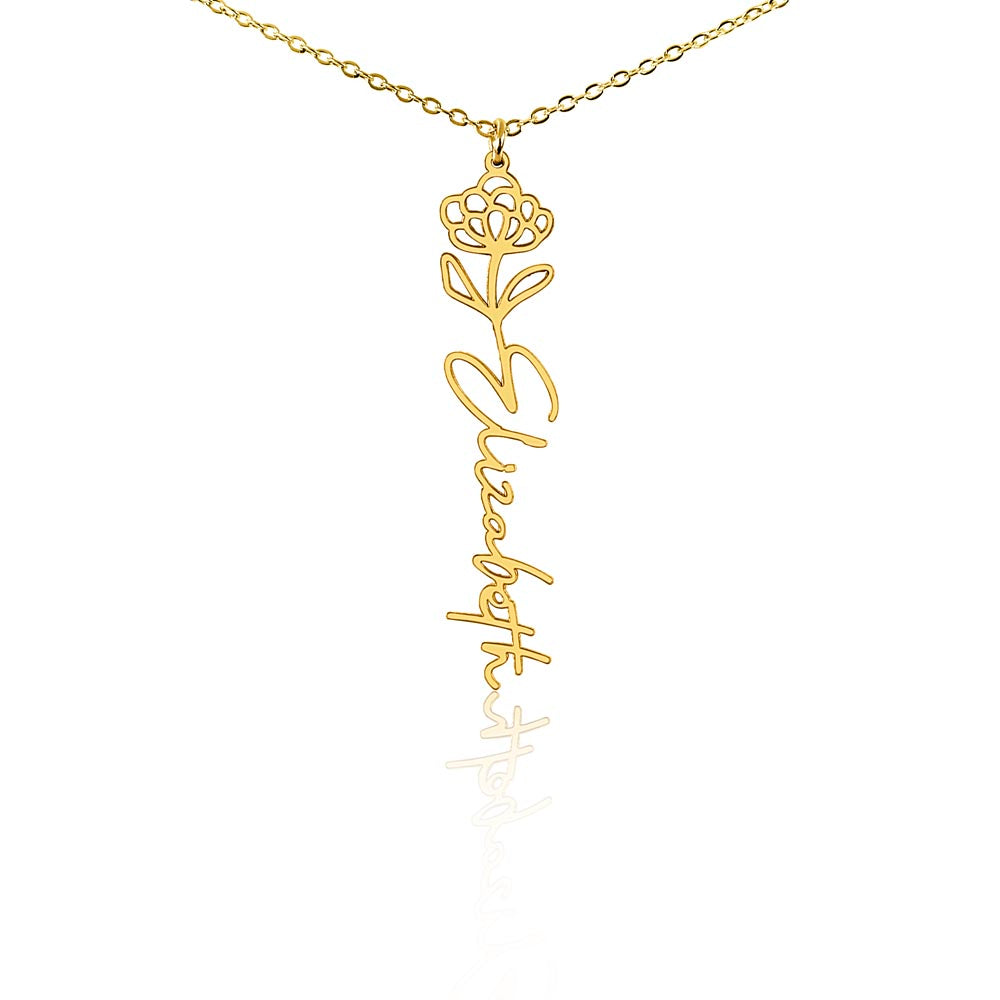 Birth Flower Name Necklace-[Heartfelt Family Gift]