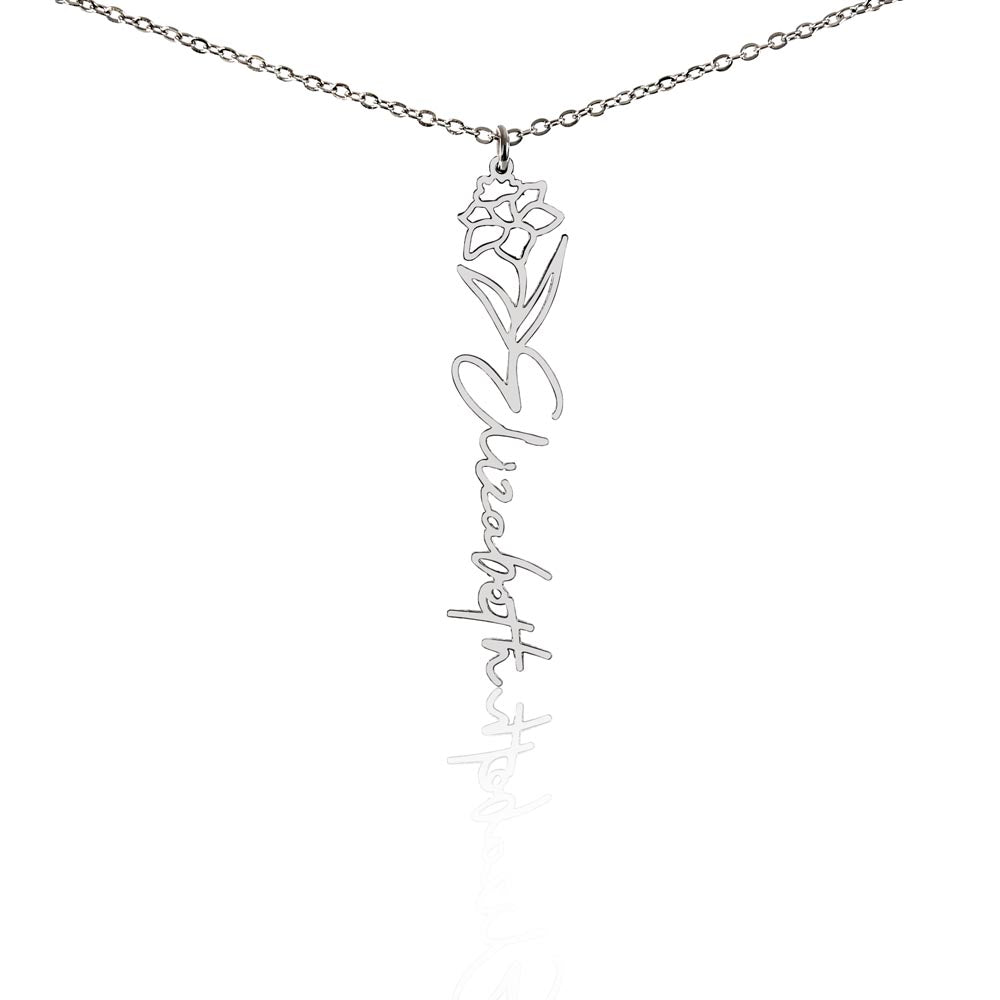 Birth Flower Name Necklace-[Heartfelt Family Gift]