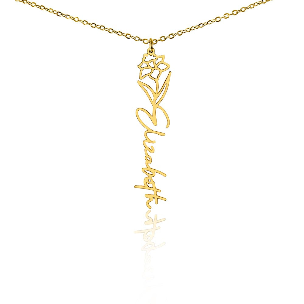 Birth Flower Name Necklace-[Heartfelt Family Gift]