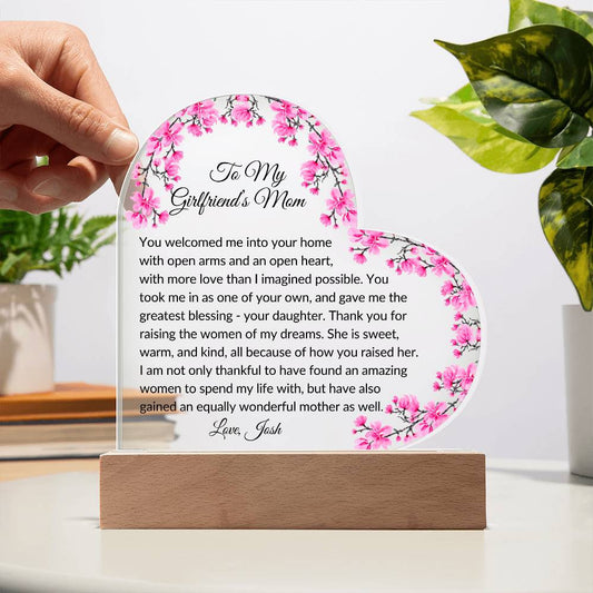 To My Girlfriends Mom Acrylic Heart Plaque-[product type]