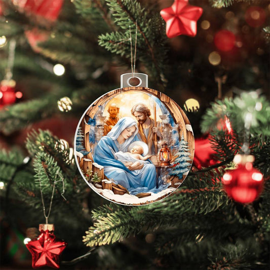 Baby Jesus in Manger Acrylic Christmas Ornament