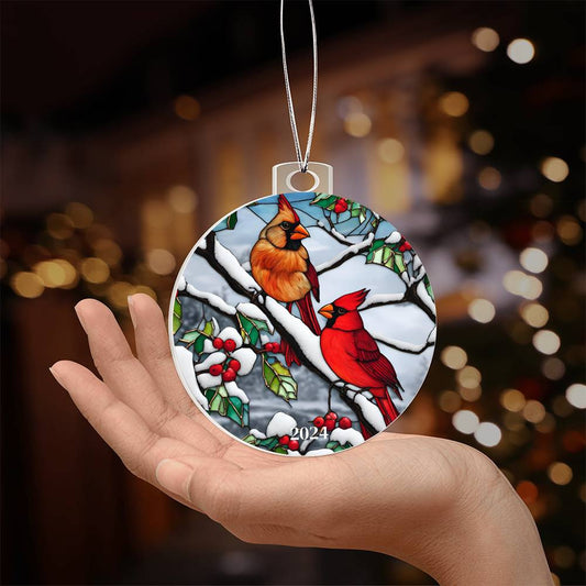 Cardinal Stained Glass Ornament-[Heartfelt Family Gift]