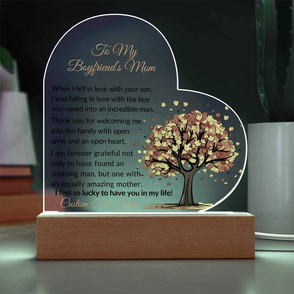 To My Boyfriends Mom Acrylic Heart Plaque-[product type]