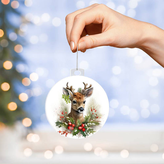 Buck Deer Acrylic Christmas Ornament