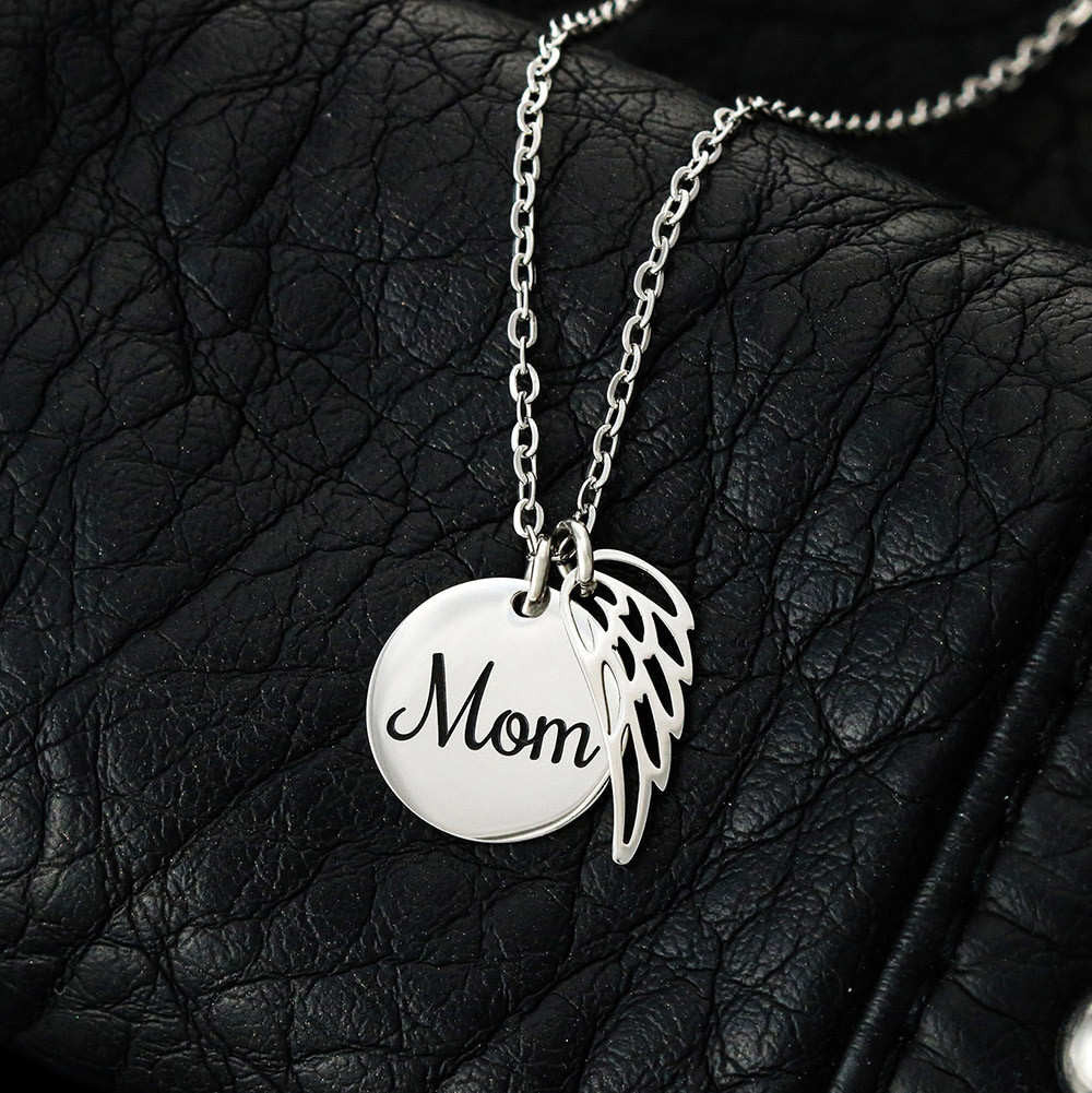 Mom Memorial Necklace Angel Wings-[product type]