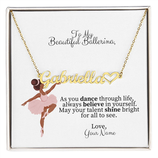 Ballerina Name Necklace with Heart-FashionFinds4U