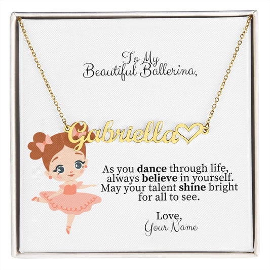 Ballerina Name Necklace with Heart-FashionFinds4U