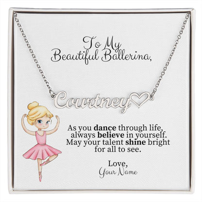 Ballerina Name Necklace with Heart-FashionFinds4U