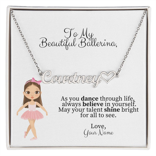 Ballerina Name Necklace with Heart-FashionFinds4U