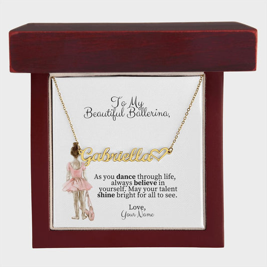 Ballerina Name Necklace with Heart Dance Recital Gift-FashionFinds4U