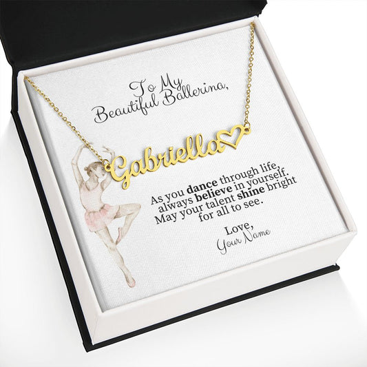 Ballerina Name Necklace with Heart Dance Recital Gift-FashionFinds4U