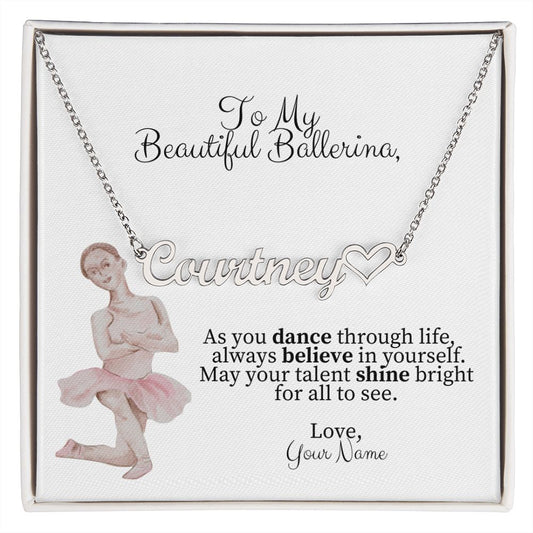 Personalized Ballerina Name Necklace with Heart - Dance Gift-FashionFinds4U