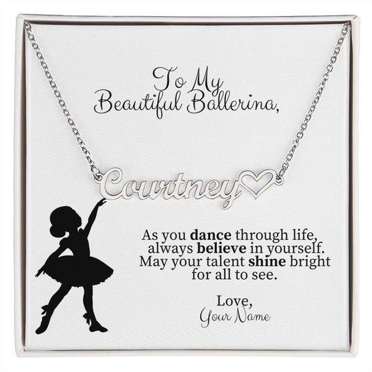 Personalized Ballerina Name Necklace with Heart Dance Gift-FashionFinds4U