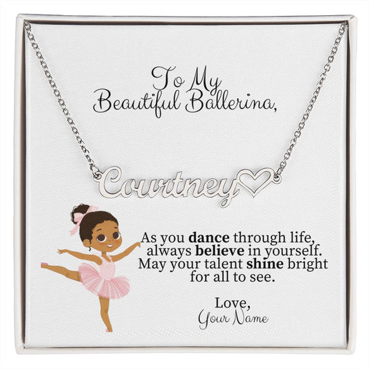 Personalized Ballerina Name Necklace with Heart Dance Gift-FashionFinds4U