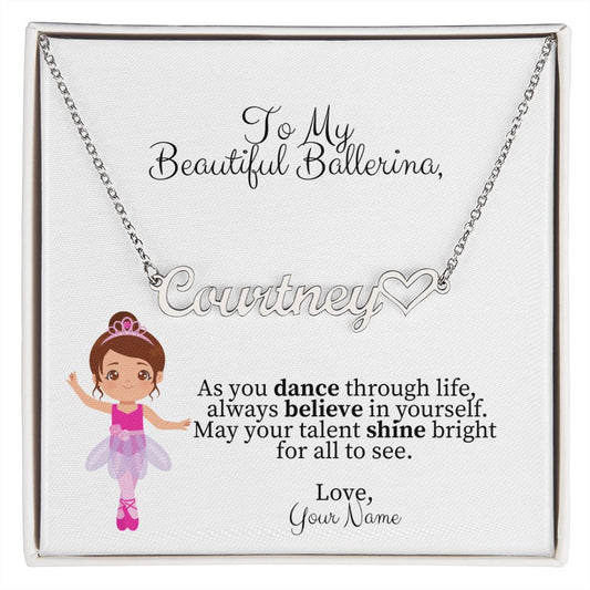 Personalized Ballerina Name Necklace with Heart Dance Gift-FashionFinds4U