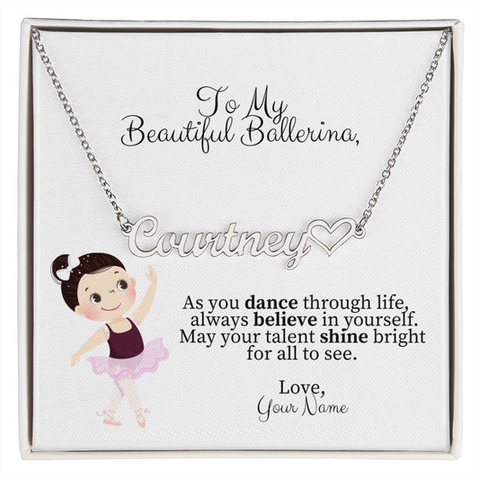 Personalized Ballerina Name Necklace with Heart Dance Gift-FashionFinds4U