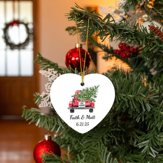 1st Christmas Married Heart Ornament