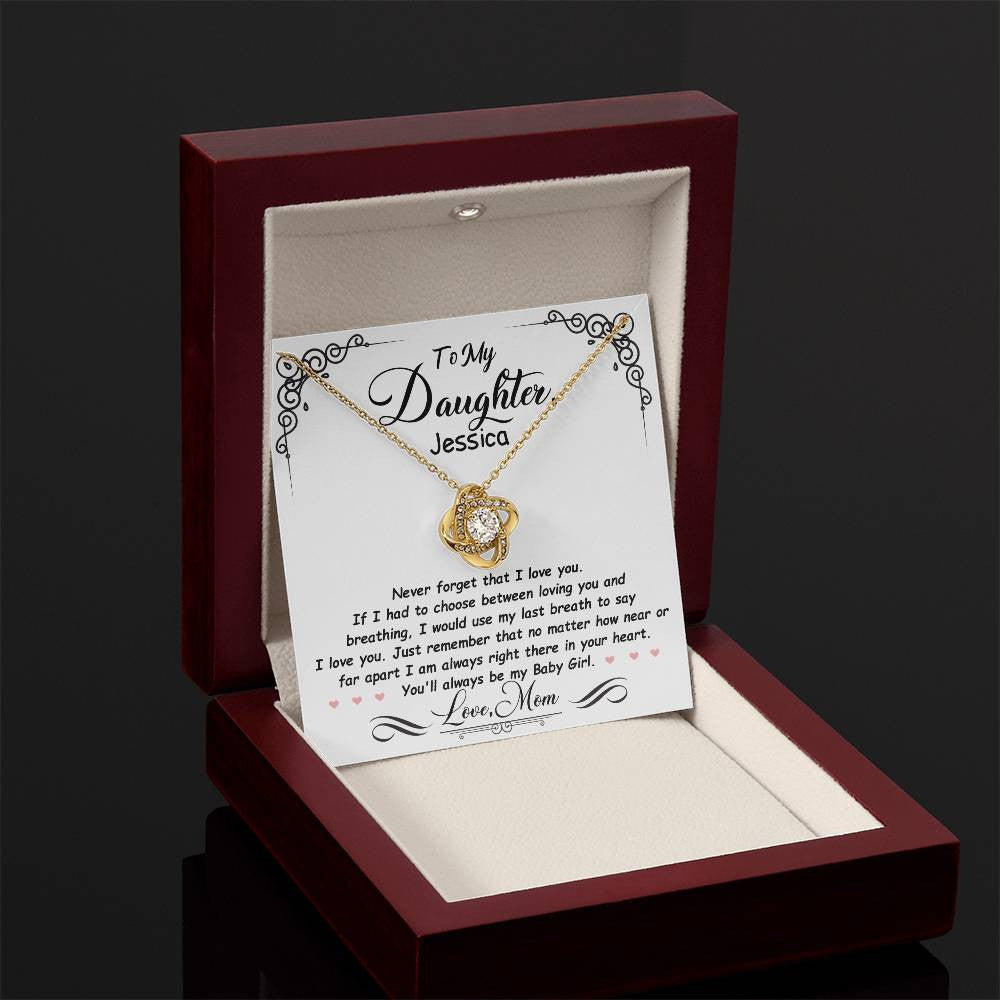 Personalized Love Knot Necklace Gift for Daughter from Mom or Dad-[product type]