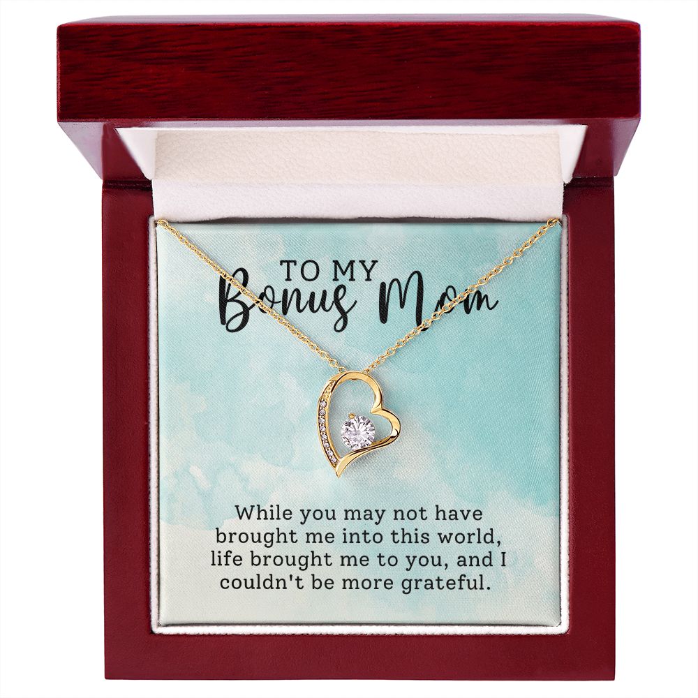 Bonus Mom Grateful Forever Love Heart Necklace-FashionFinds4U