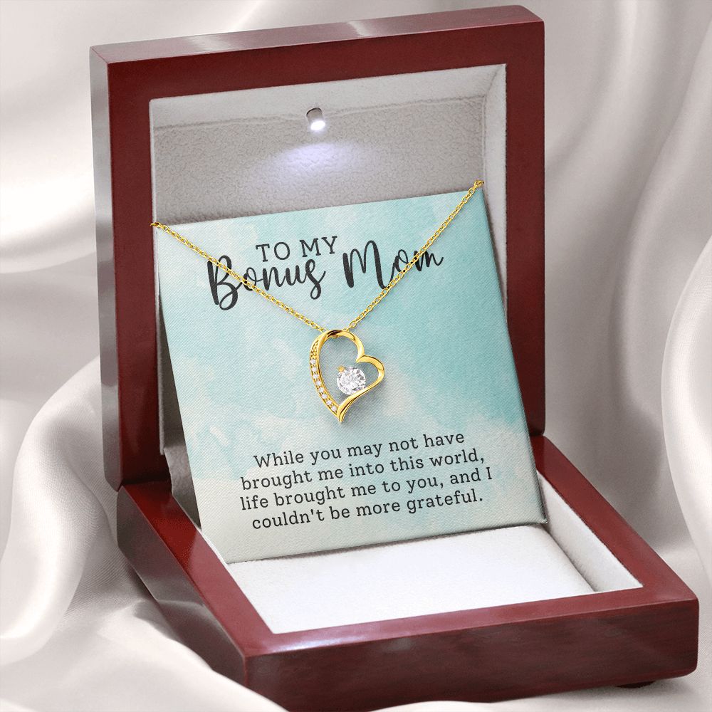 Bonus Mom Grateful Forever Love Heart Necklace-FashionFinds4U