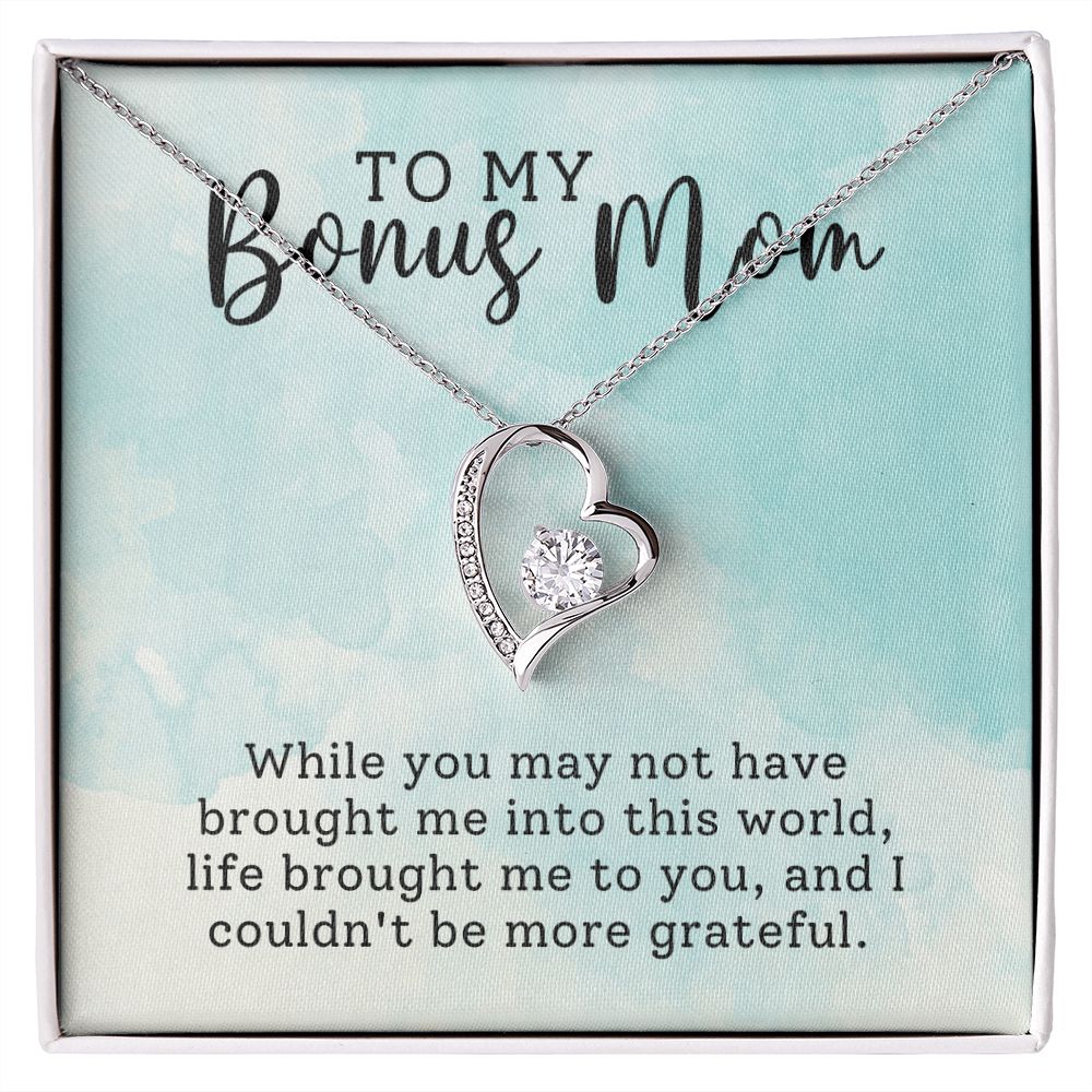 Bonus Mom Grateful Forever Love Heart Necklace-FashionFinds4U