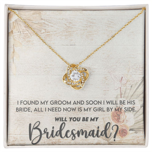 Bridesmaid Proposal Necklace - Bridal Jewelry - Gold Love Knot Pendant-FashionFinds4U