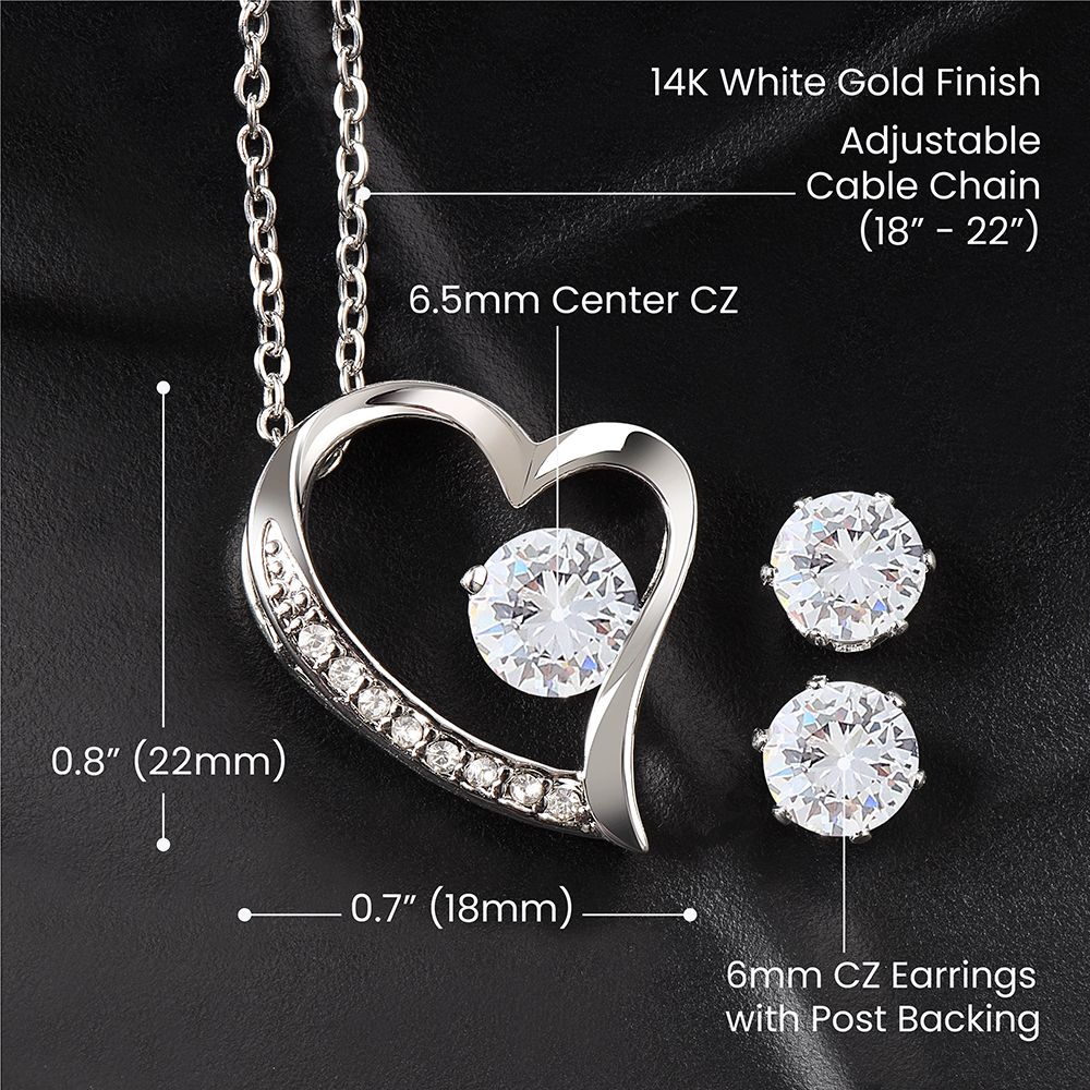 Bridesmaid Proposal Necklace - Bridal Jewelry - Heart Pendant Earring Set-FashionFinds4U