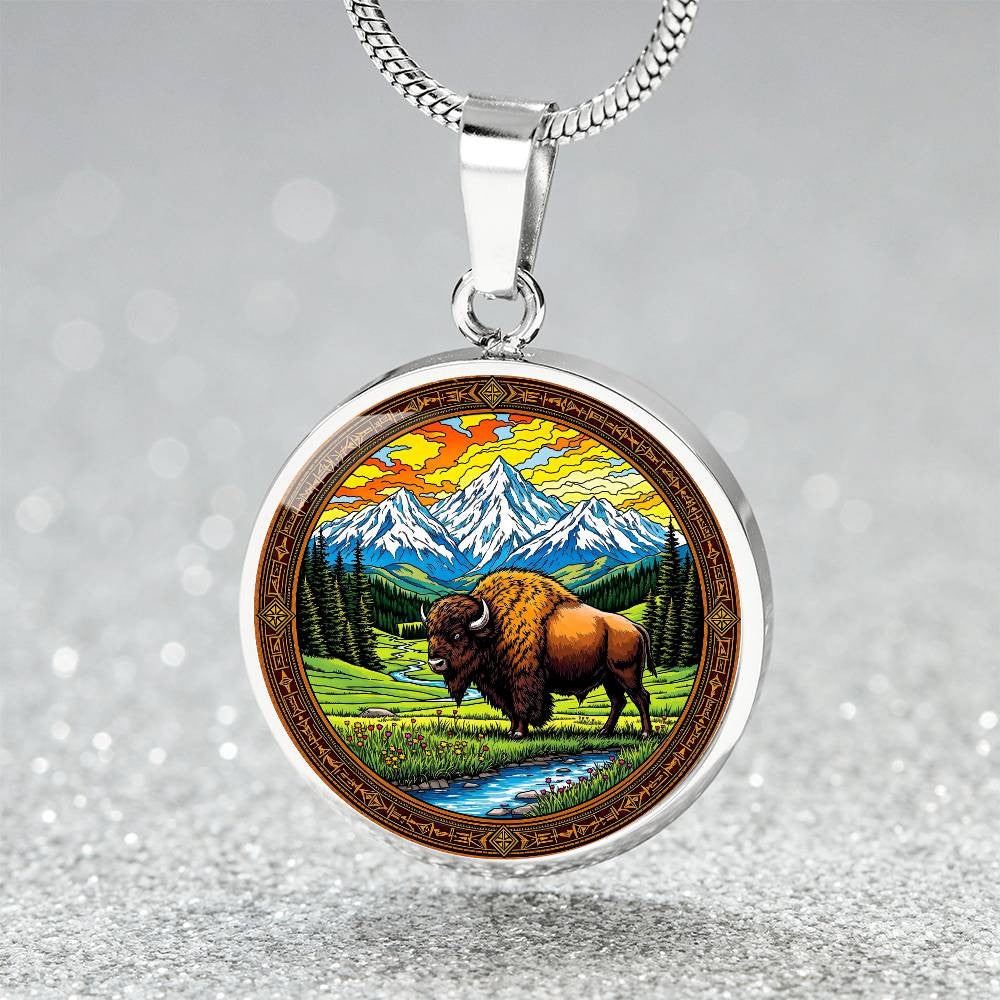 Buffalo Pendant Necklace with Engraving-[Heartfelt Family Gift]