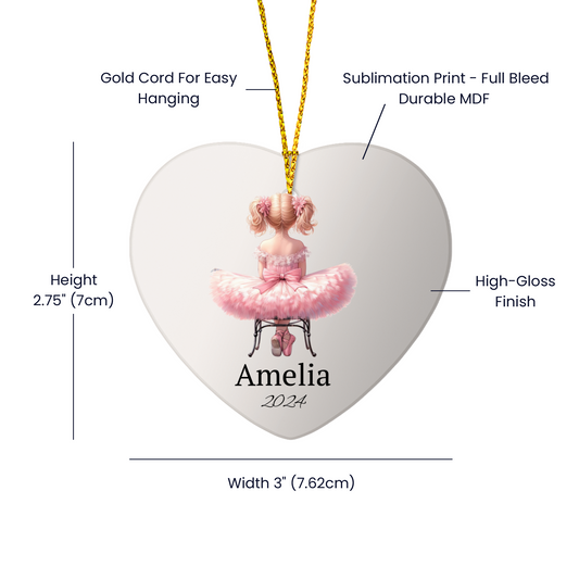 Ballerina Dance Recital Heart Ornament-[Heartfelt Family Gift]