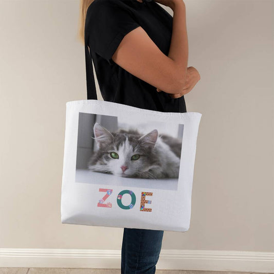 Personalized Cat Photo Name Tote Bag-[product type]