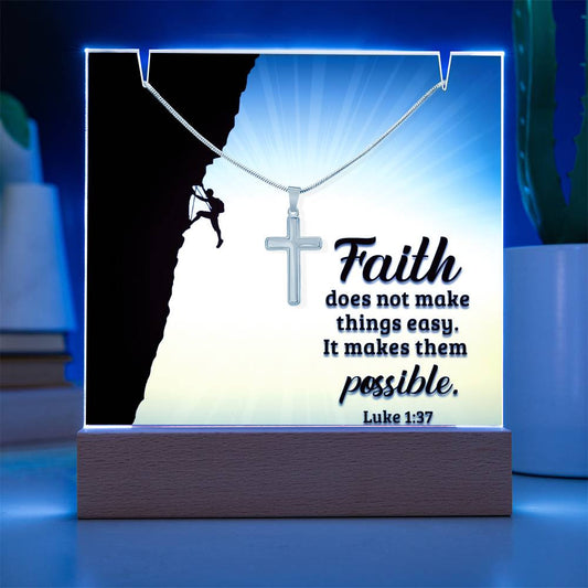 Faith Religious Plaque & Cross Gift Set