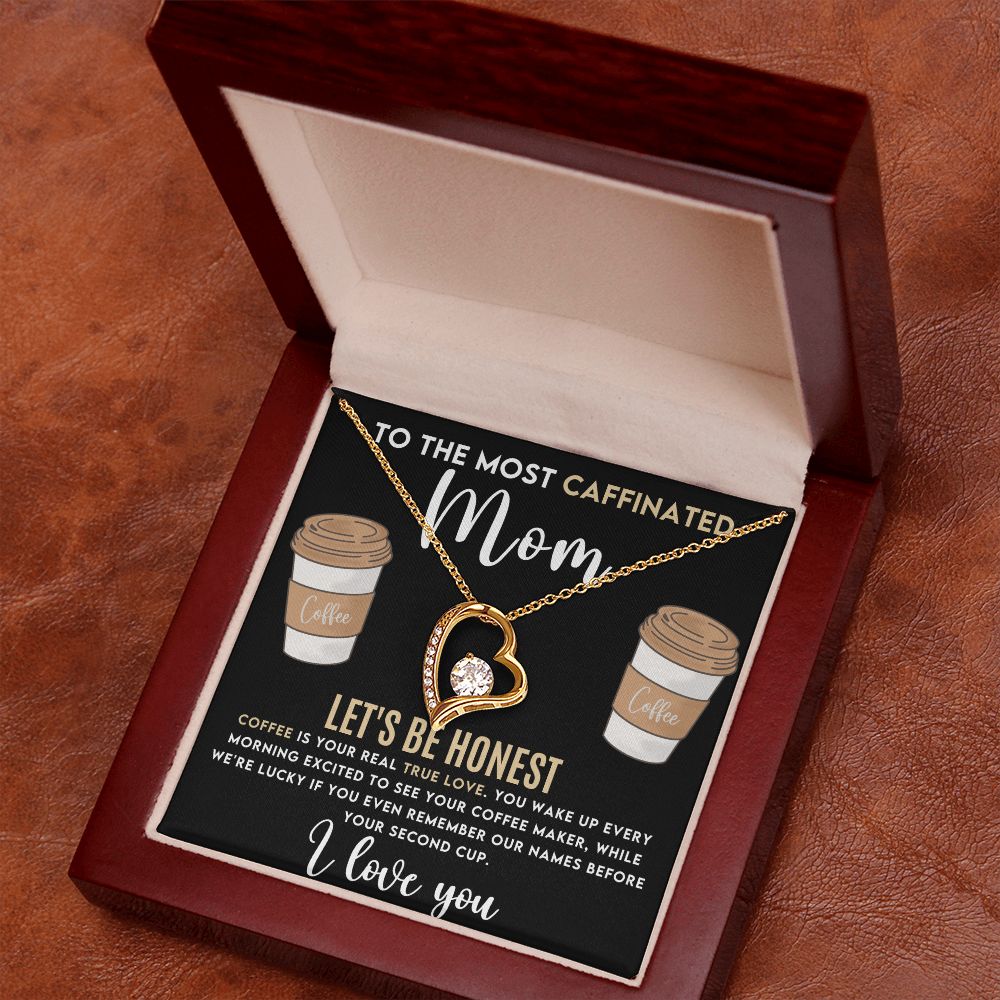 Caffeinated Mom -Forever Love Heart Necklace-FashionFinds4U