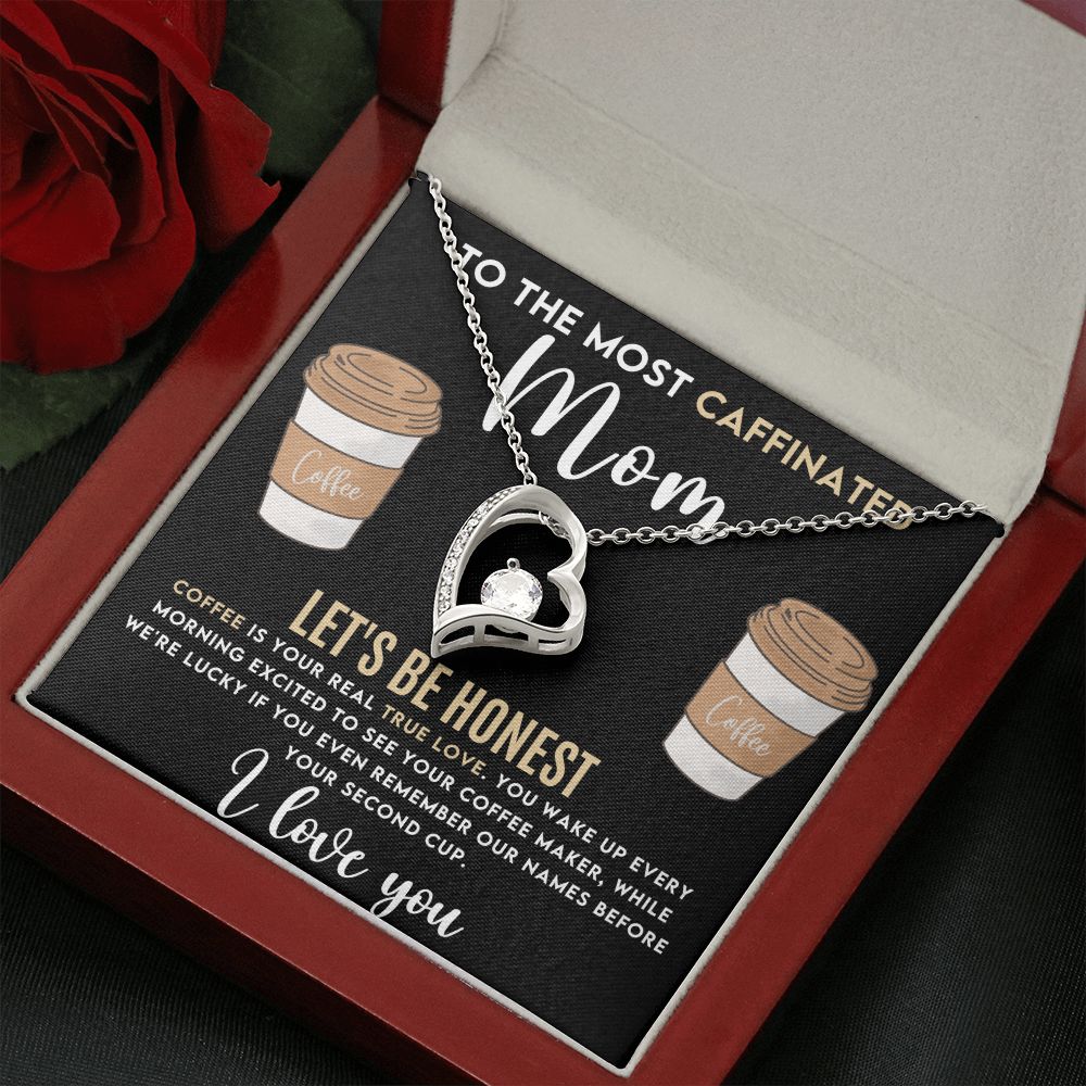 Caffeinated Mom -Forever Love Heart Necklace-FashionFinds4U