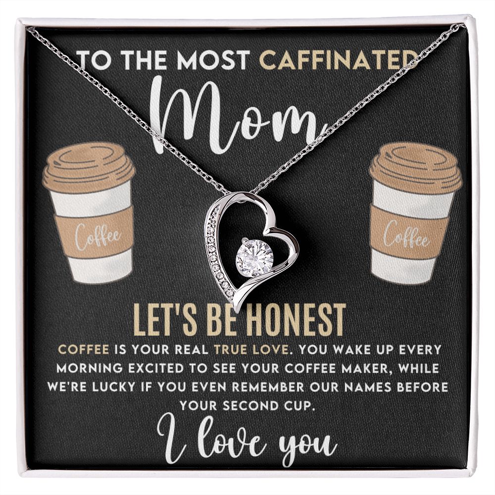 Caffeinated Mom -Forever Love Heart Necklace-FashionFinds4U