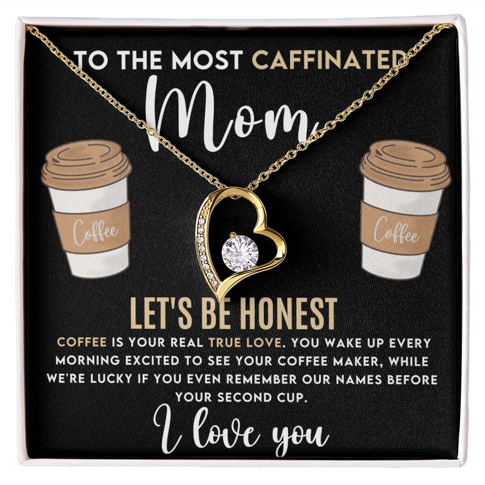 Caffeinated Mom -Forever Love Heart Necklace-FashionFinds4U