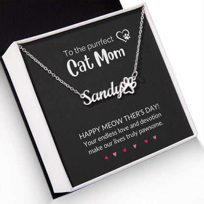 Cat Mom Paw Print Necklace for Mother's Day-FashionFinds4U