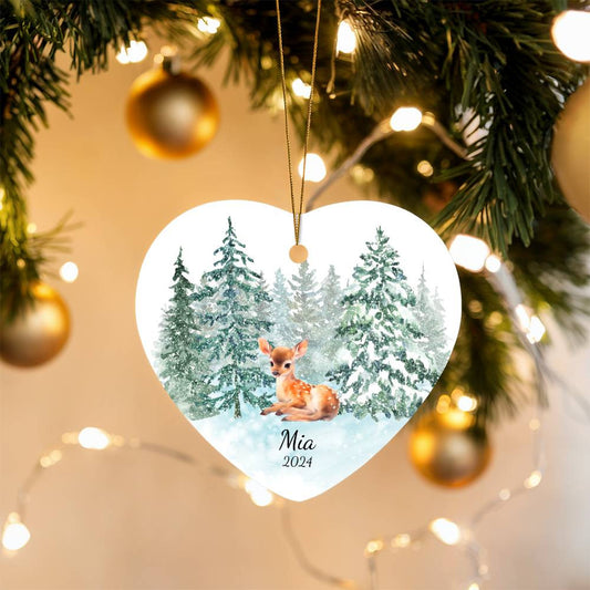 Deer Heart Christmas Ornament for Kids-[Heartfelt Family Gift]