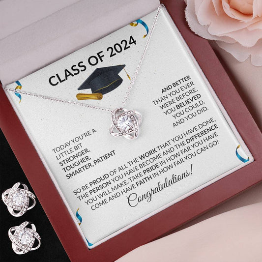 Class of 2024 Graduation Necklace and Earring Gift Set-FashionFinds4U