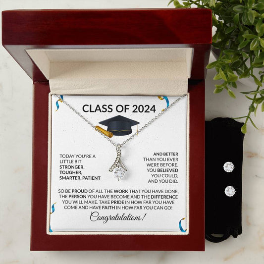 Class of 2024 Graduation Necklace and Earring Gift Set-FashionFinds4U