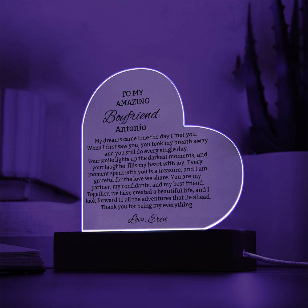 To My Boyfriend Lighted Heart Plaque Gift-[Heartfelt Family Gift]