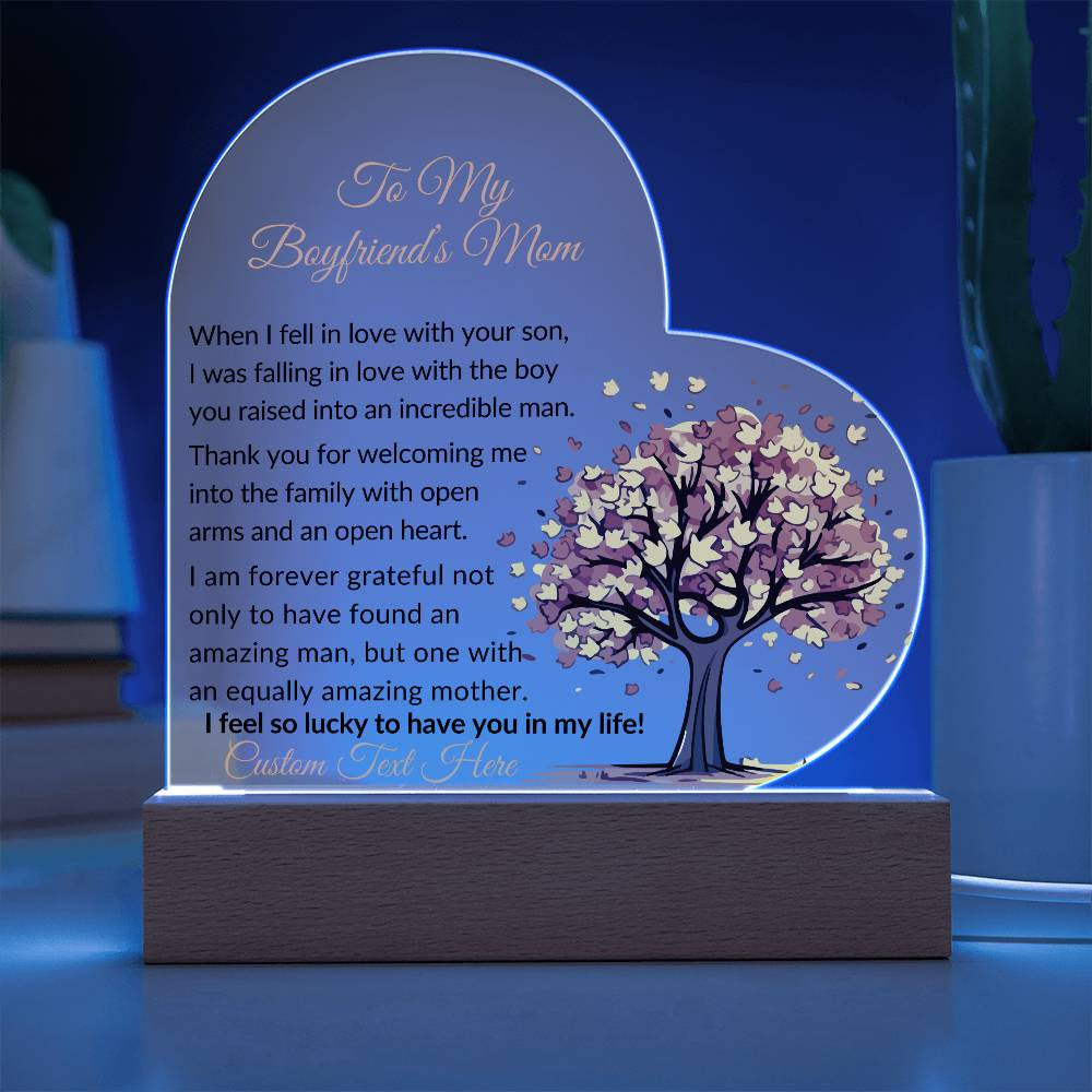 To My Boyfriends Mom Acrylic Heart Plaque-[product type]