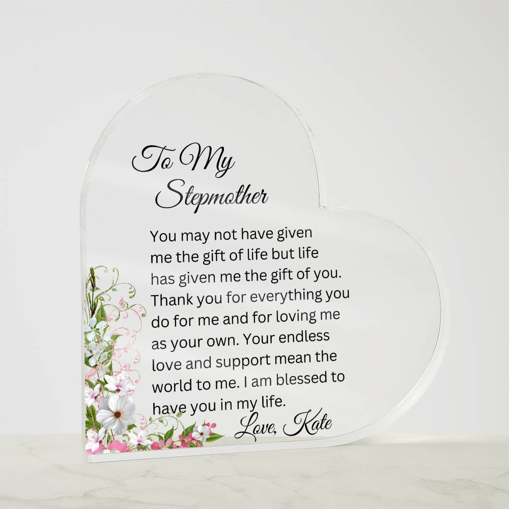 To My Stepmom Acrylic Heart Gift-[product type]